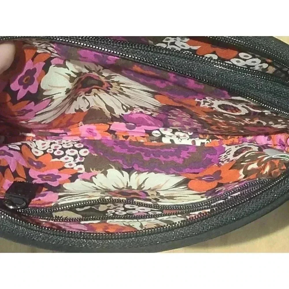 Vera Bradley Zebra Flock Crossbody Black Velvet Velour Zebra Rosewood Purse - Picture 4 of 6